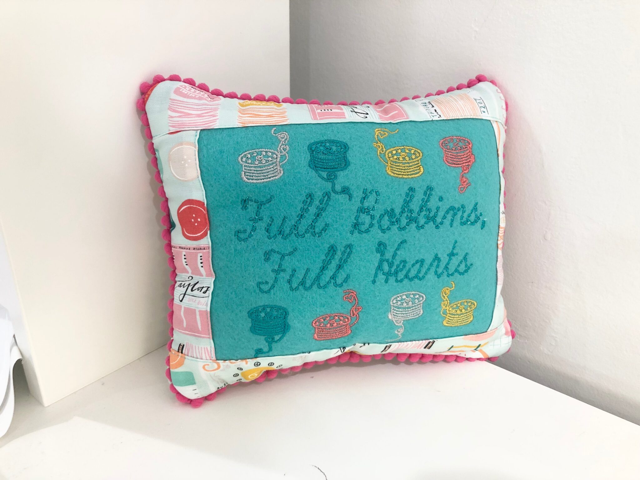 Sewing Themed Mini Pillow for National Sewing Month Sulky