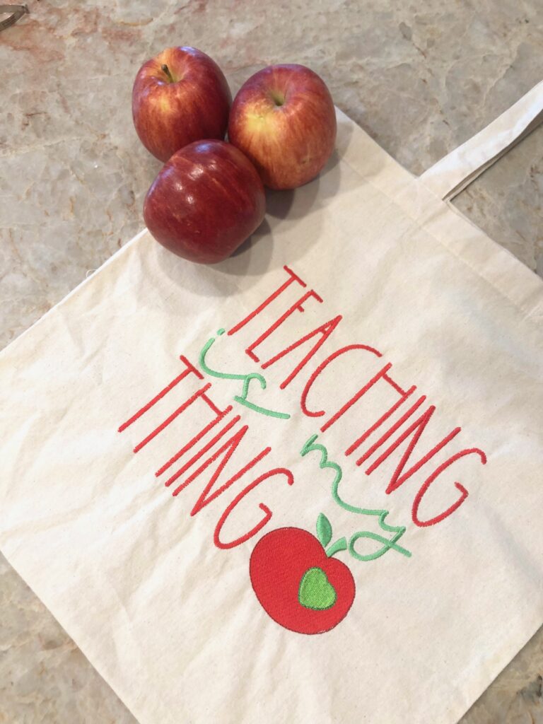 Teacher Tote with Apples