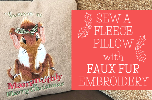 FLEECE PILLOW with FAUX FUR EMBROIDERY