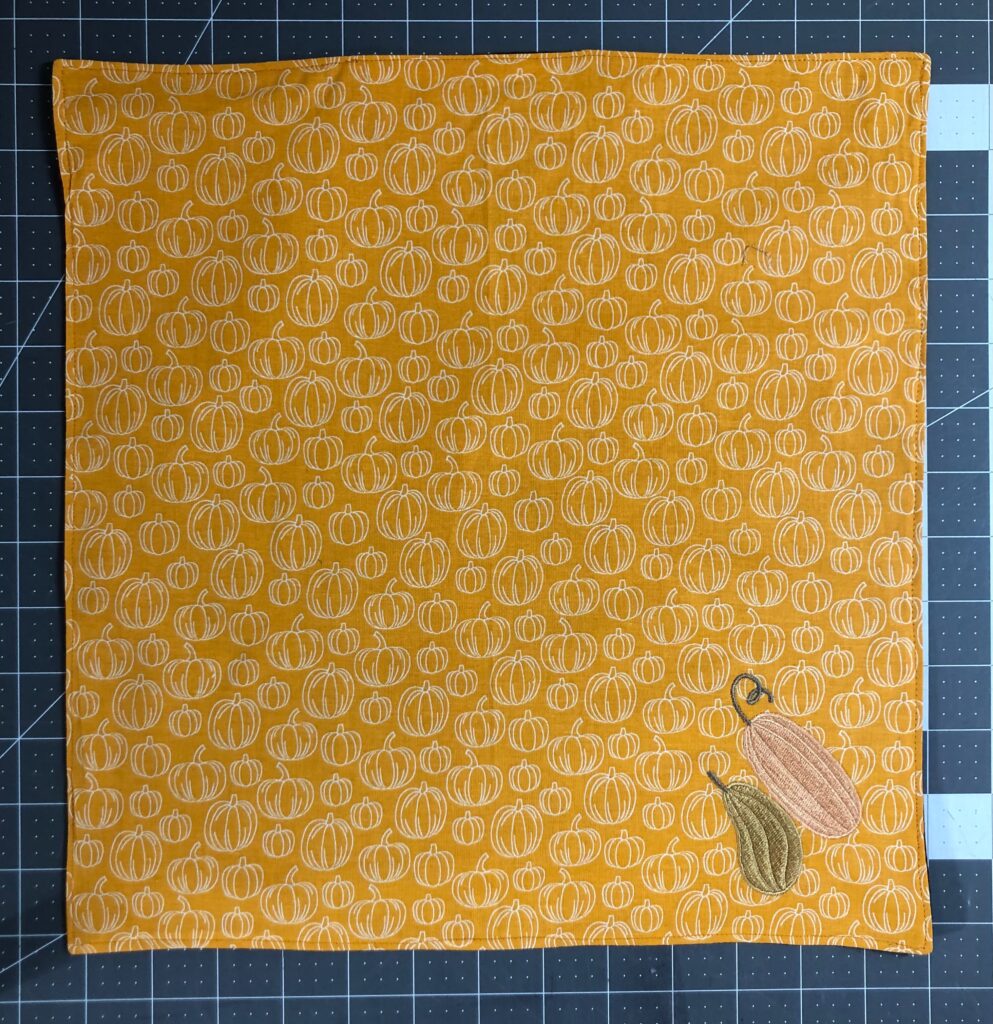 finished napkin on cutting table