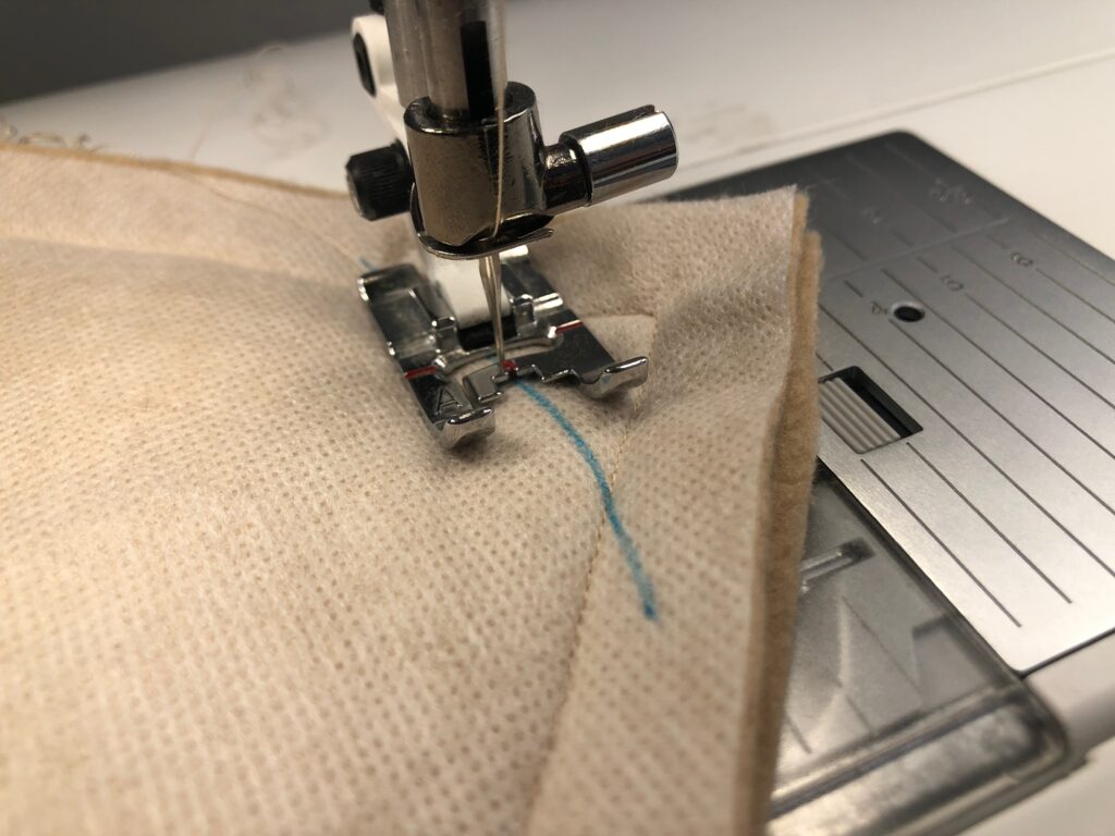 stitch tapered corners on pillow