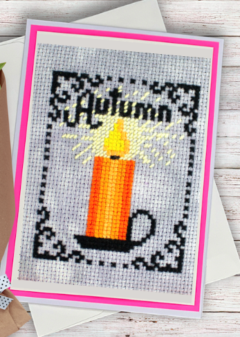 cross-stitched greeting card
