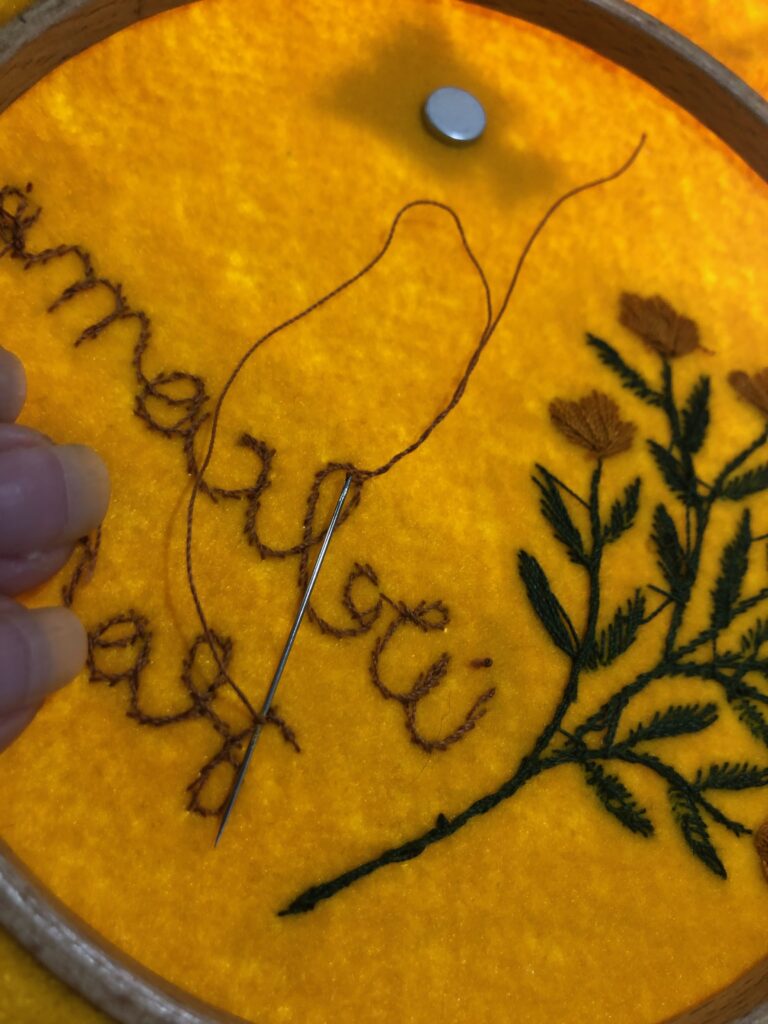 back side of embroidery