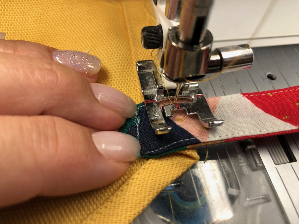 stitch ties to apron waist