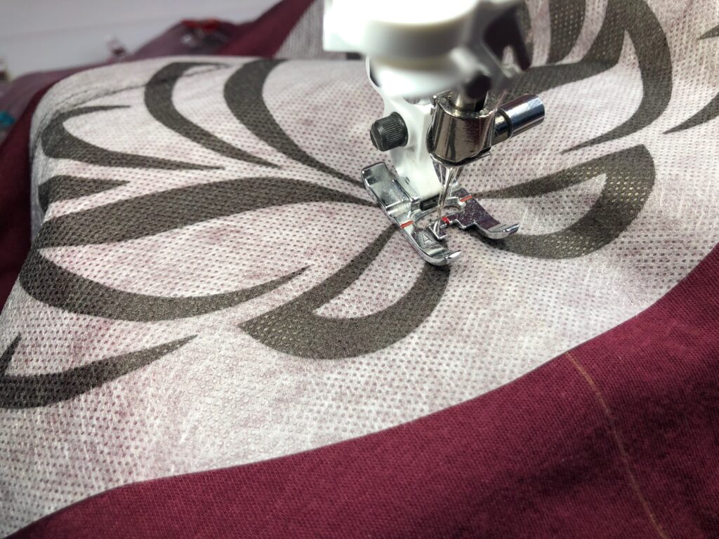 stitching applique on Sticky Fabri-Solvy