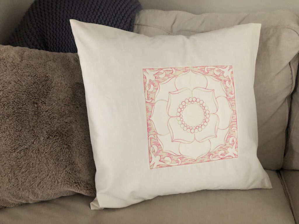 finished pillow on couch