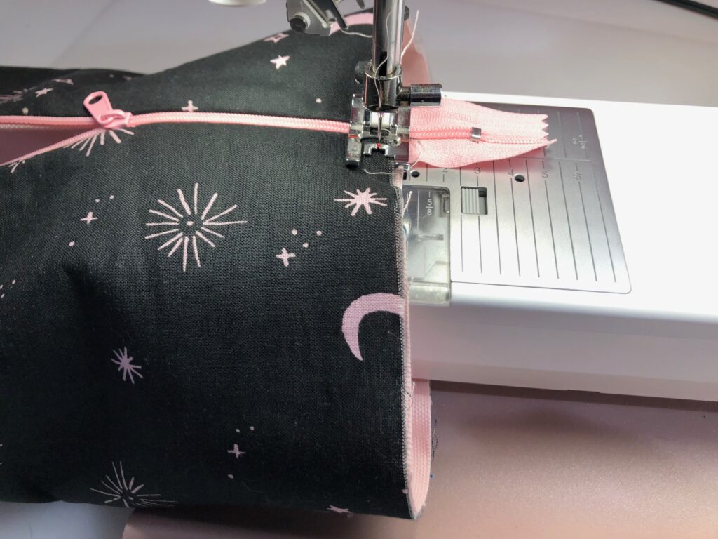 stitching ends of yoga bag