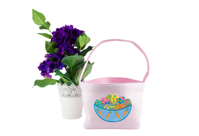 Easter embroidery design on bucket blank