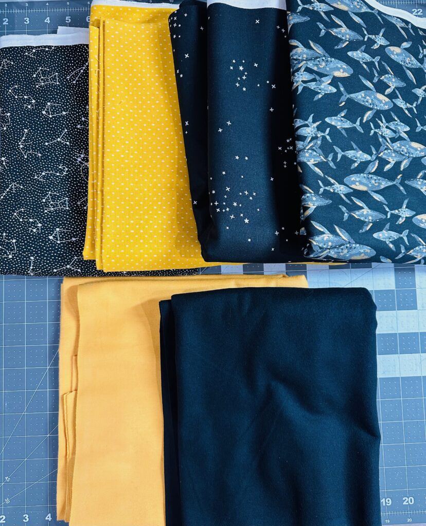 fabrics chosen for quilt