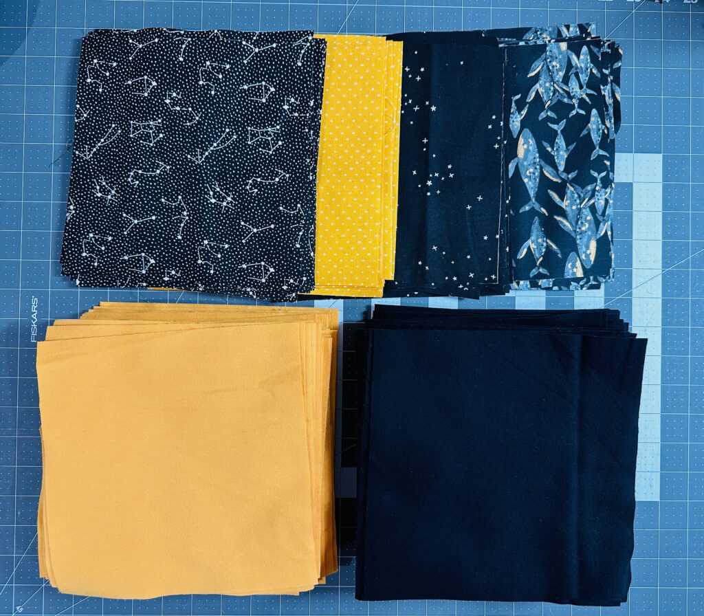 all fabrics cut for rag quilt
