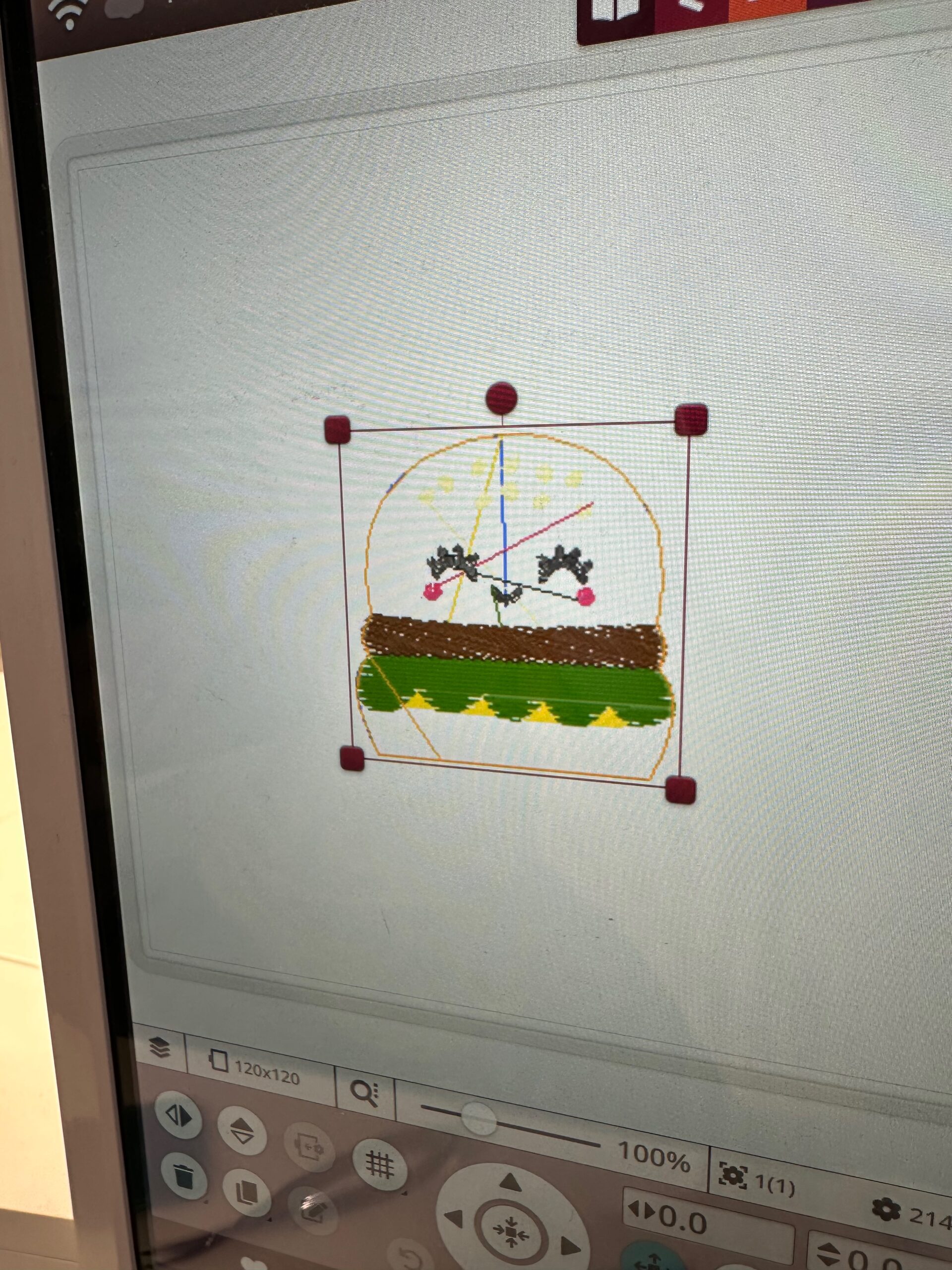 cheeseburger design on machine screen