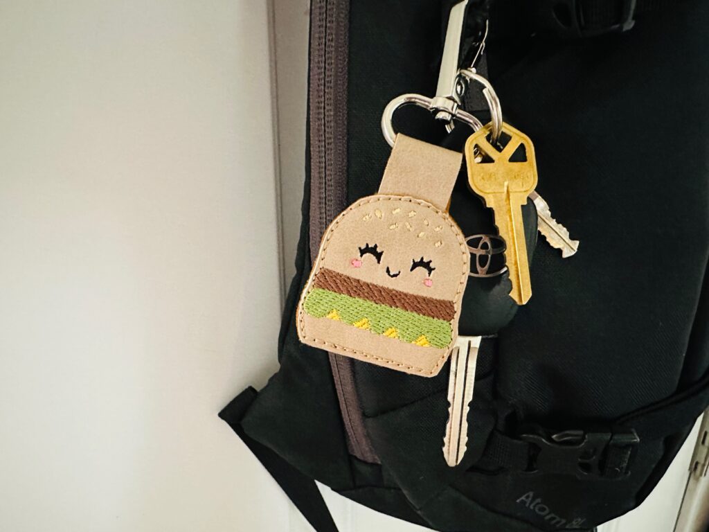 cheeseburger charm with keys