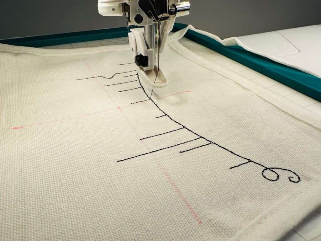 embroidering apron