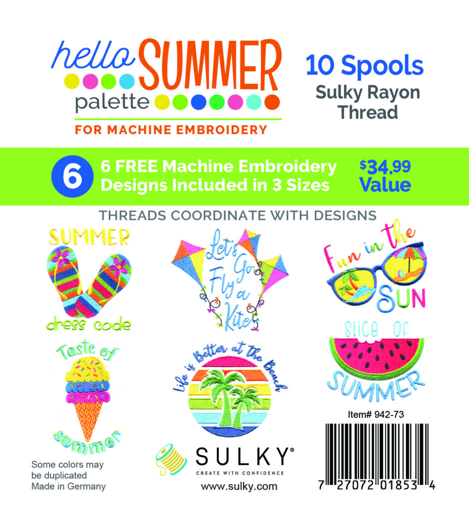 hello summer beach palette for embroidery