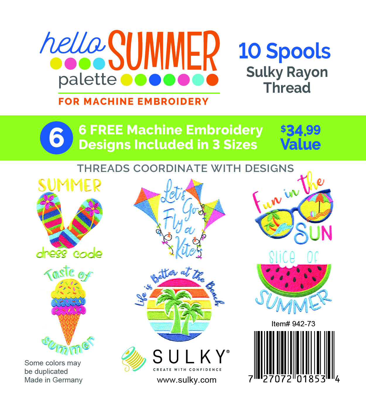 hello summer beach palette for embroidery