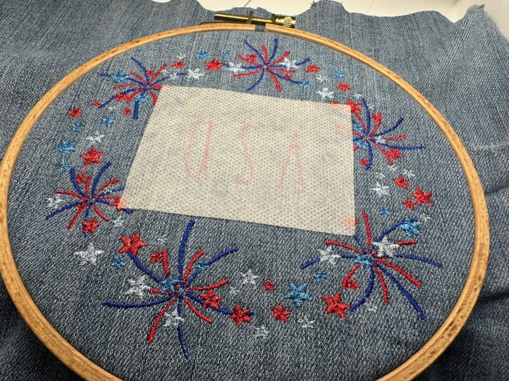 sticking down transfer for embroidery