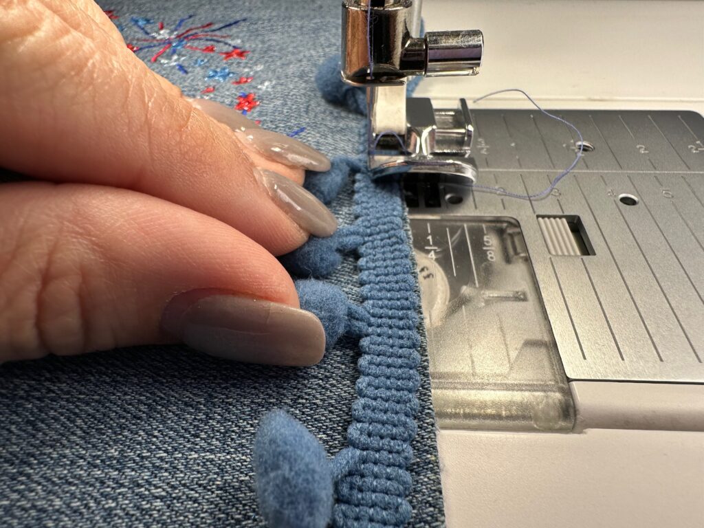 stitching trim with zipper foot
