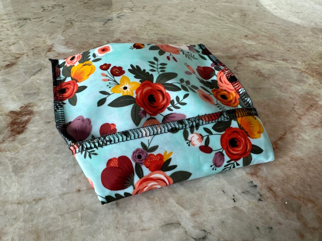 serger snack pouch folded on table