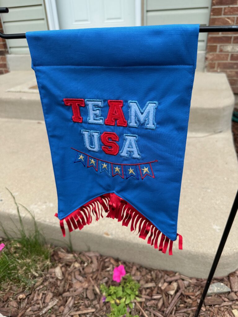 Team USA Appliqué Garden Flag on display