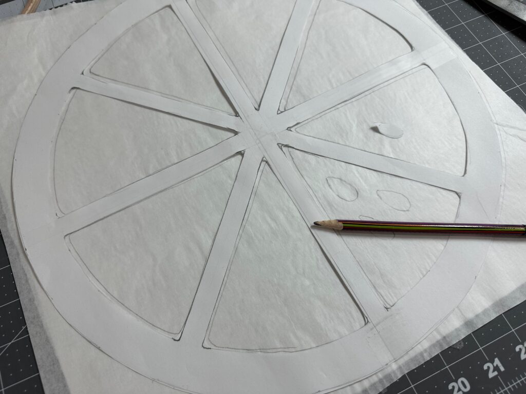 tracing citrus slice pattern onto fusible web
