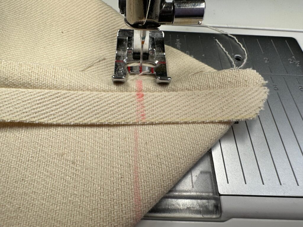 stitching along corner line