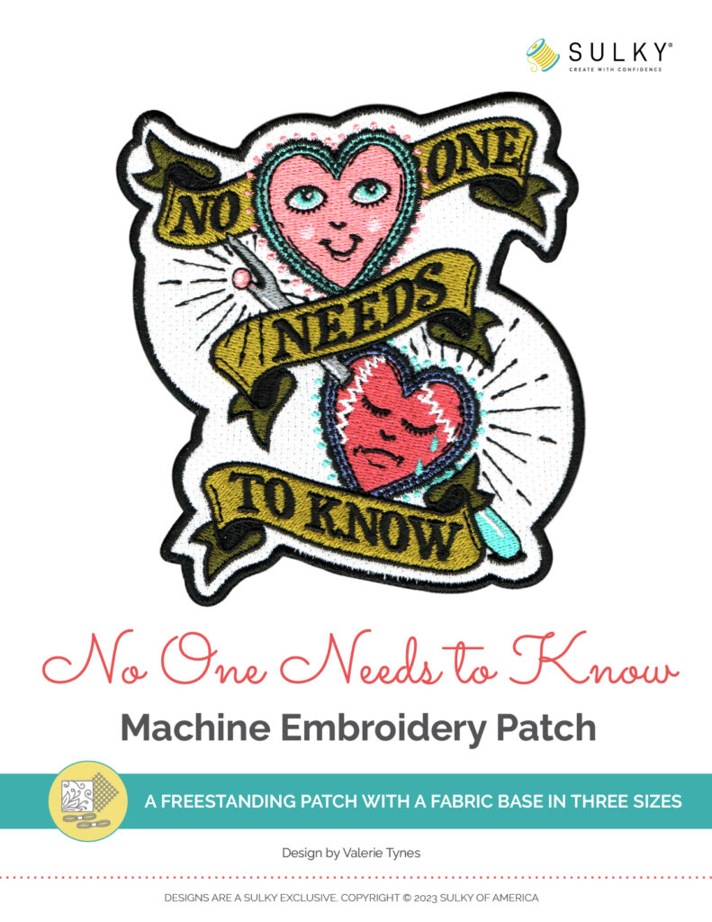 No One Needs to Know Machine Embroidery patch Design Cover Art