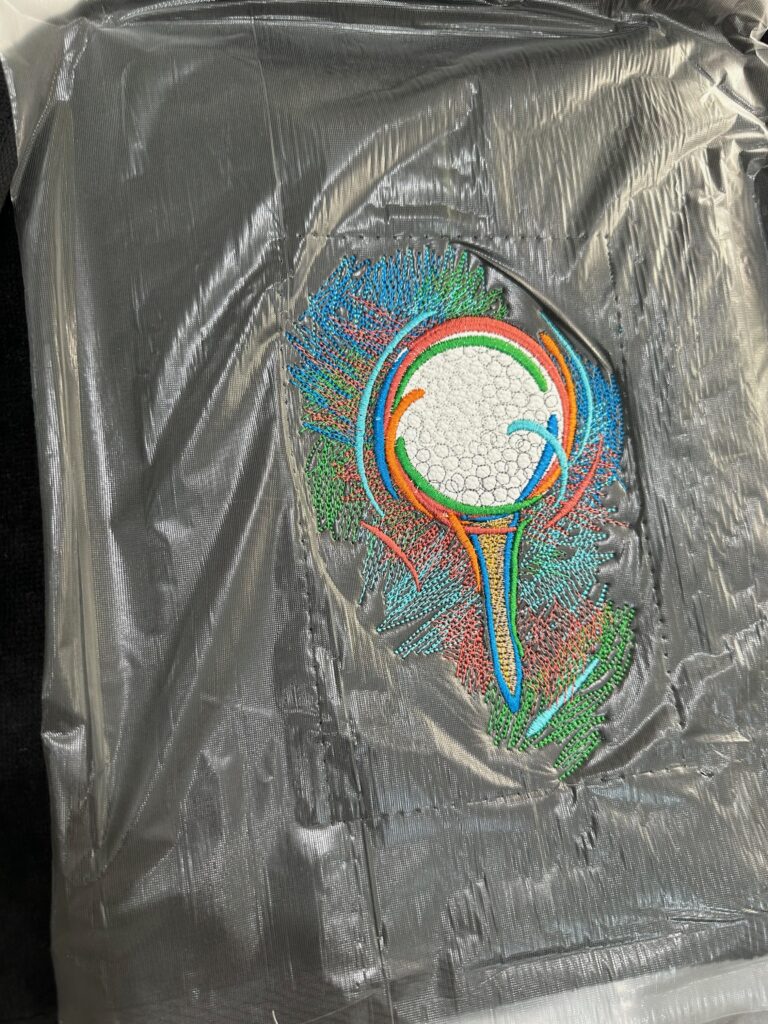 golf towel out of the embroidery hoop
