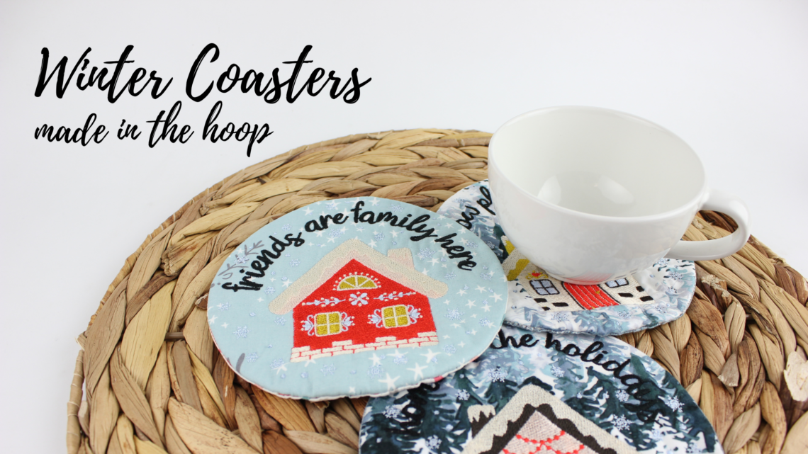 Winter Coasters in the hoop