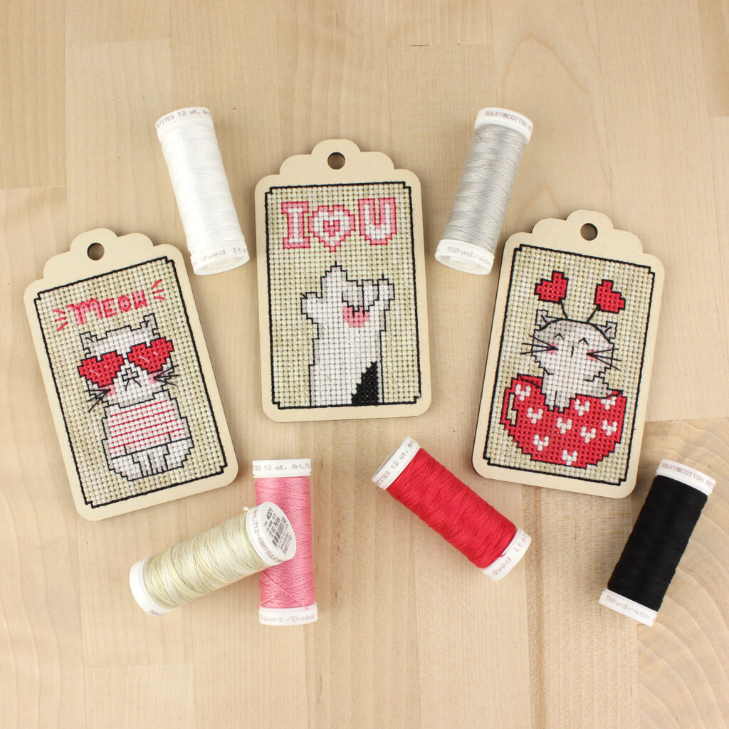 Valentine Cross Stitch Gift Tag Collection with Thread