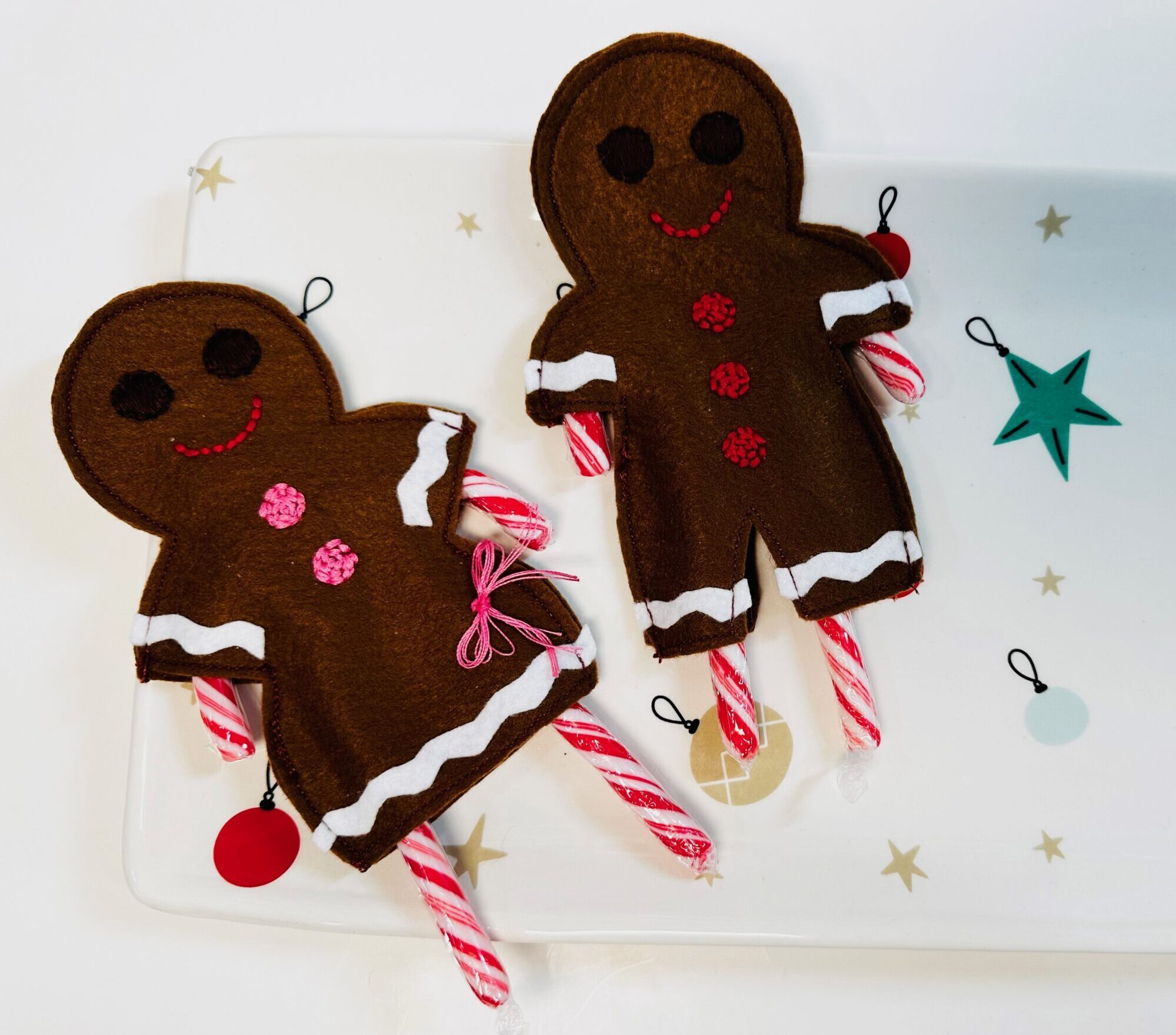 Gingerbread Candy Cane Holders to Sew Sulky