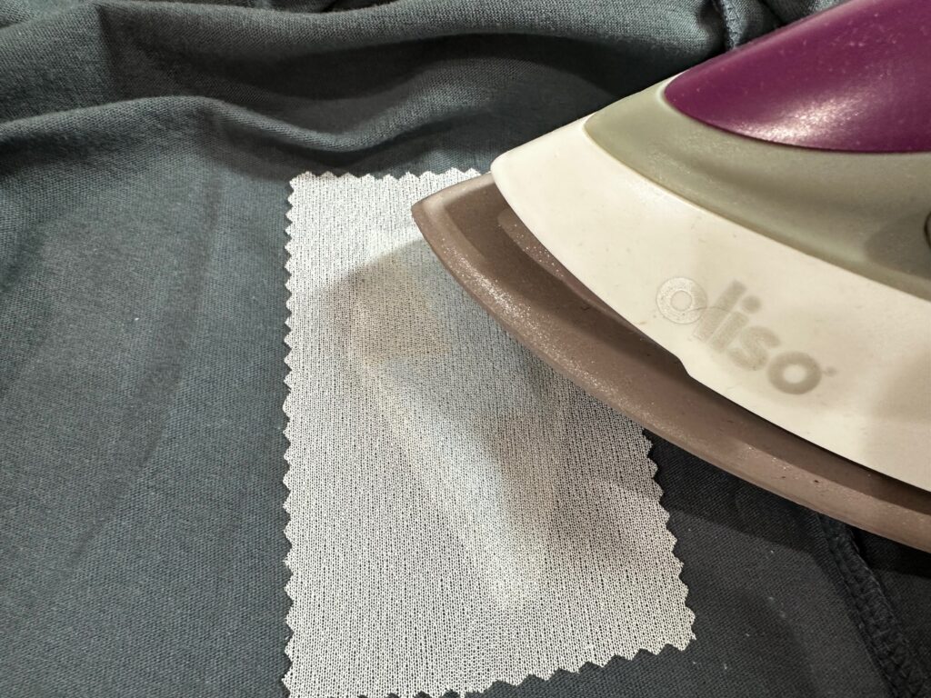 fusing Tender Touch to T-shirt wrong side