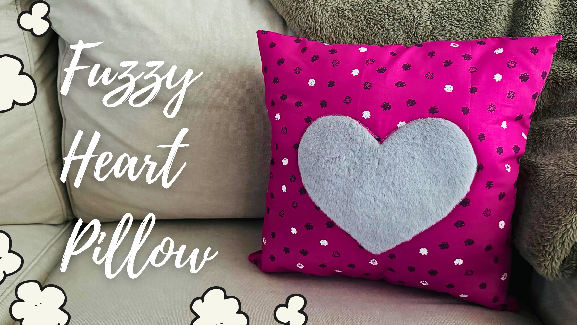 Fuzzy hot sale heart pillow