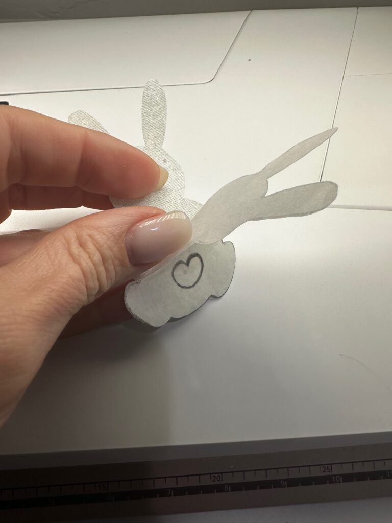 removing paper backing of easter bunny applique