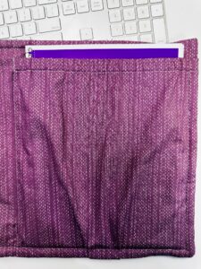 finished gathered pocket with notebook inside