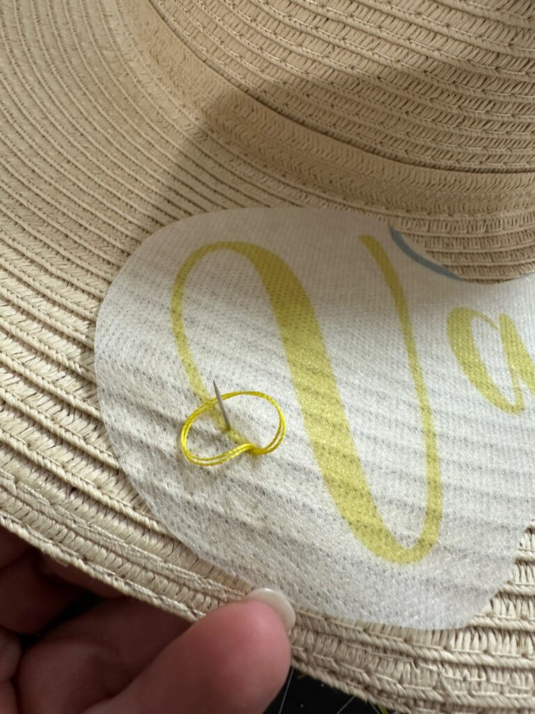 beginning hand embroidery on sunhat