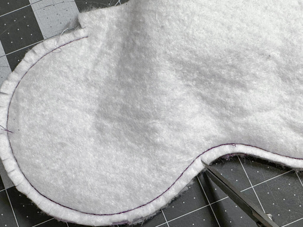 clipping seam allowance of eye mask