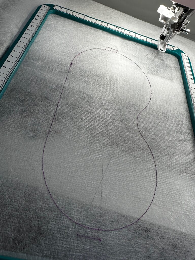 placement lines stitched onto Soft n Sheer Stabilizer