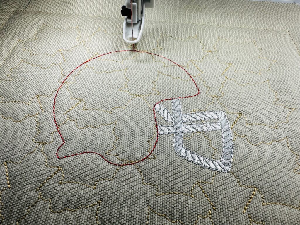 football helmet placement stitches