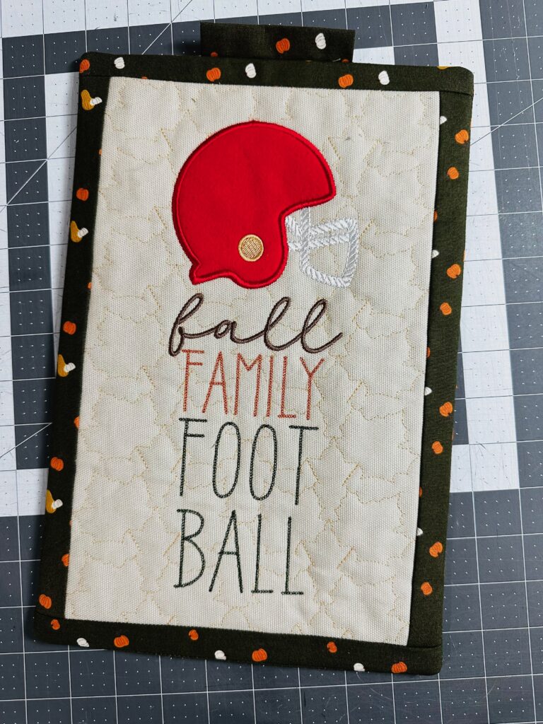 finished Fall Family Football Mini Quilt