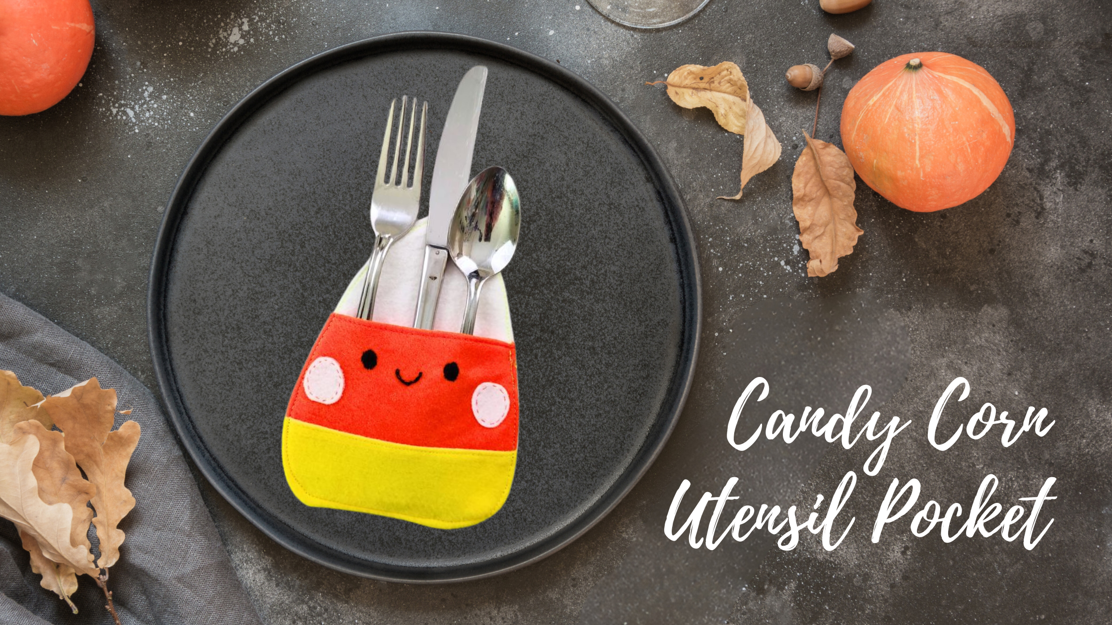 Candy Corn Utensil Pocket