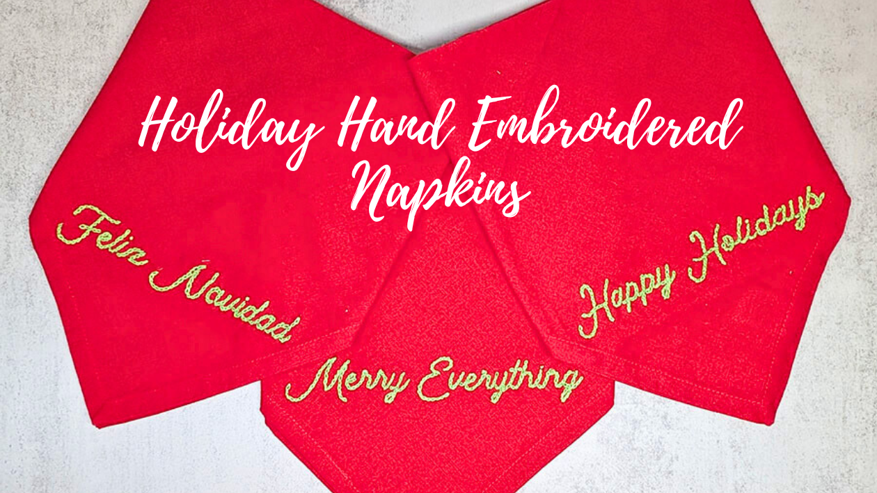 Holiday Hand Embroidered Napkins