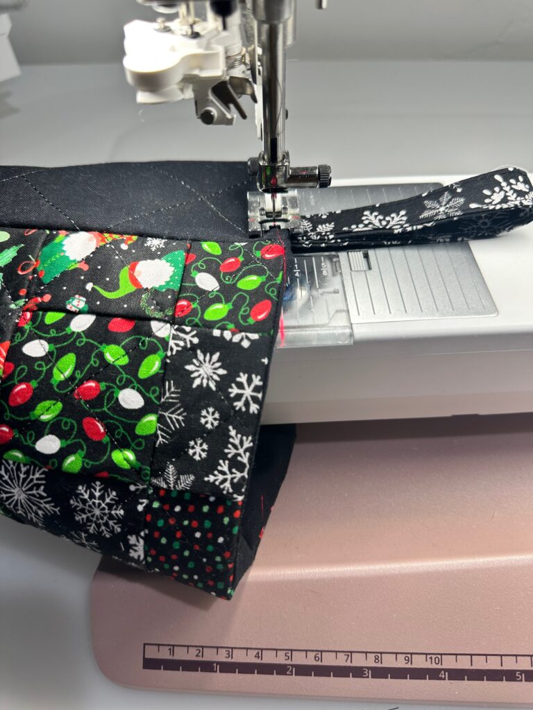 topstitch stocking upper edge