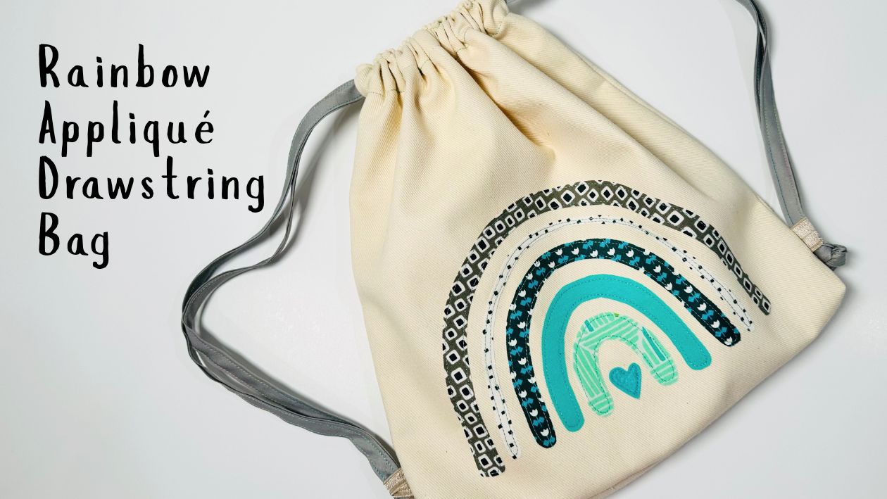 Rainbow Appliqué Drawstring Bag