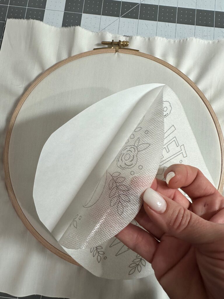 removing paper backing of Stick n Stitch