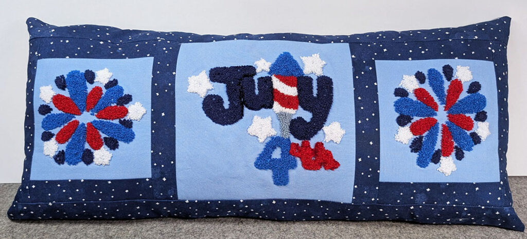 patriotic punch needle pillow