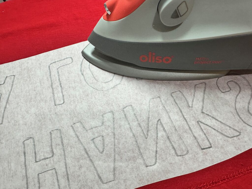 fusing applique letters to t-shirt