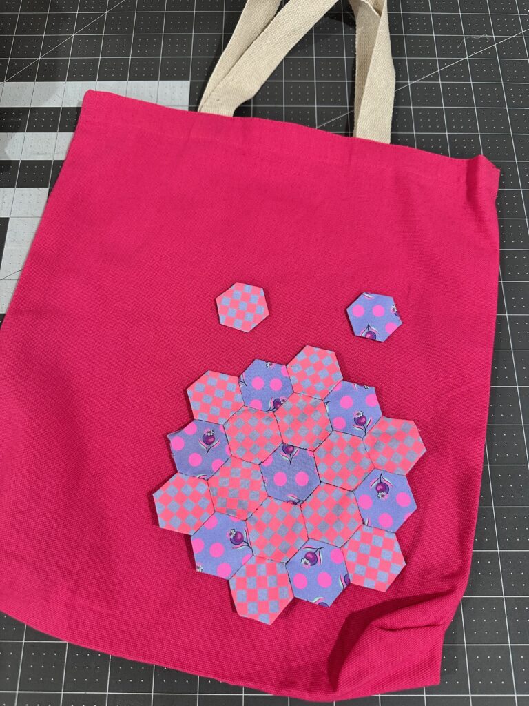 EPP Flower Appliqué on Tote Blank