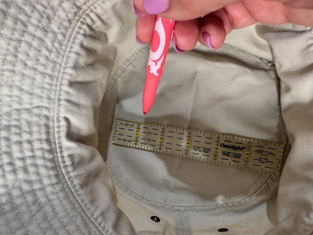 marking design placement on bucket hat top