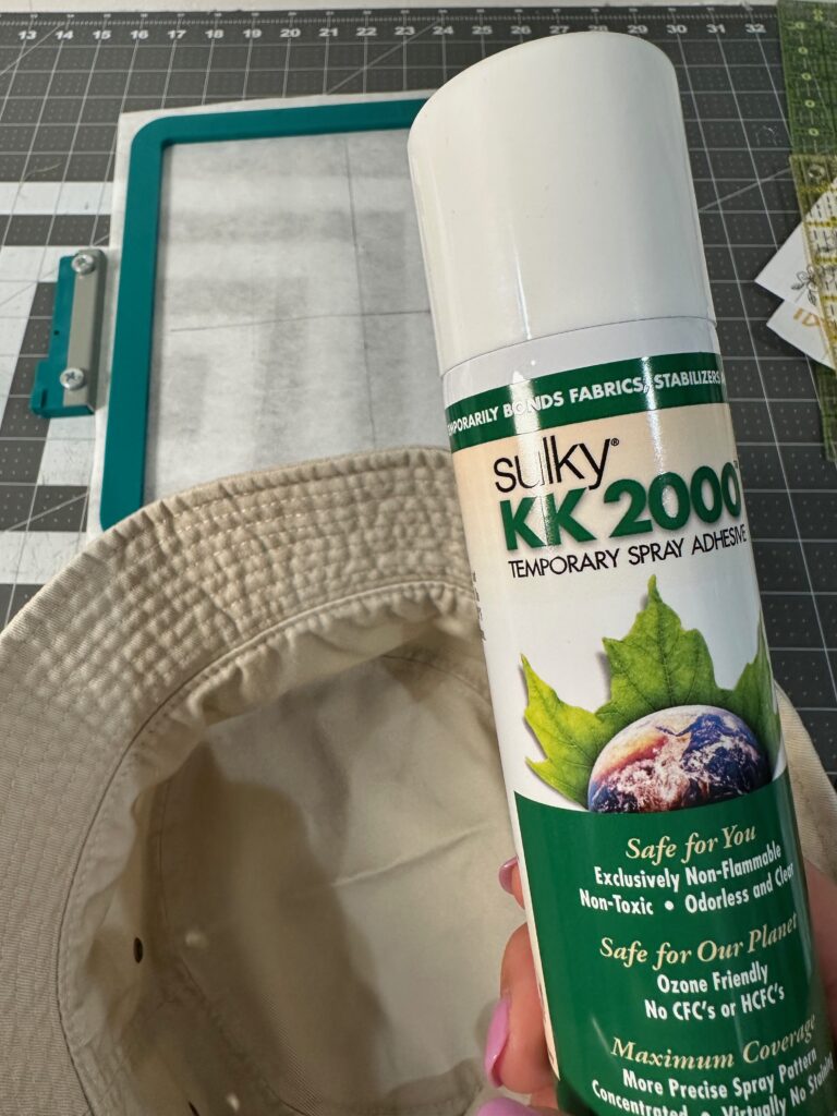 sticking hat to stabilizer in hoop