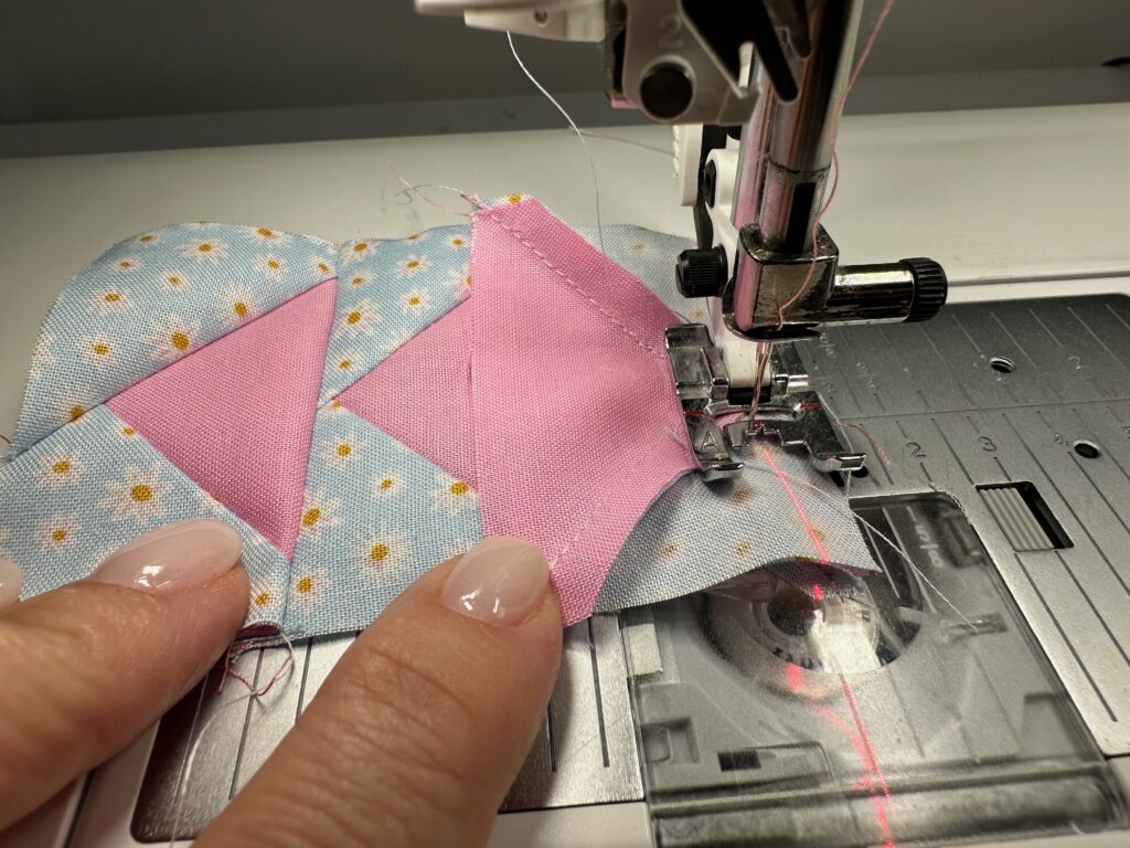 stitching blocks at the sewing machine